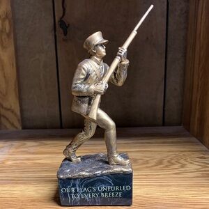 Bronze Soldier Sculpture - Gold Finish